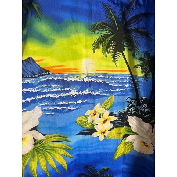 Favant Shirt Men 3X Blue Hawaiian Tropical Volcano Floral Aloha Retro Resort - Picture 5 of 14